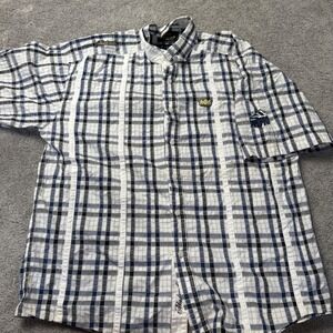 Akademiks Men's XL Short Sleeve Button Up 100% Cotton Blue